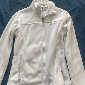Columbia White Ski Jacket Plush Fleece